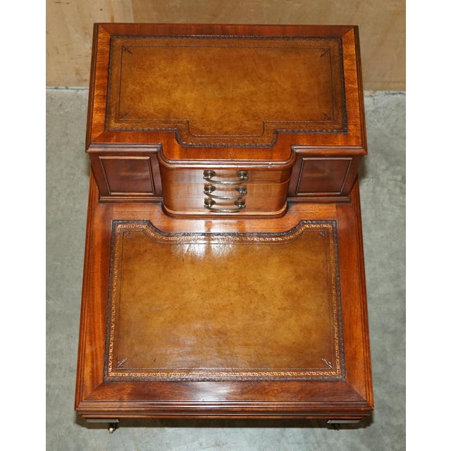 Leather Side End Book Tables with Drawers, Set of 2 For Sale - Image 6 of 18