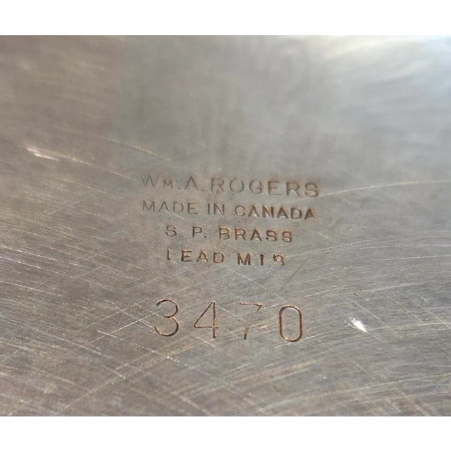 Antique Collectable WM.A. Rogers Silver Plated Brass Serving Tray, Vintage WM.A.Rogers Silver Plated Round Platter Marks:...