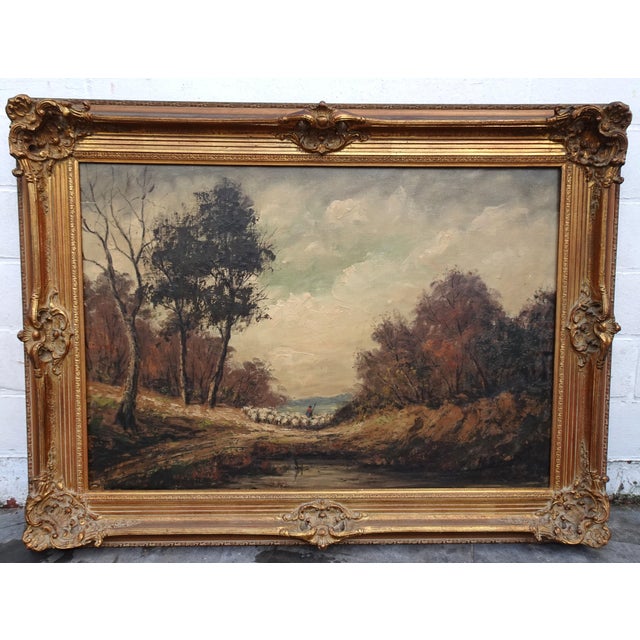 H. Schmidt, Shepherd in a Landscape, 1950s, Oil on Canvas, Framed, in Good conditions. Designed 1950 to 1959 This piece...