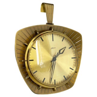 Hollywood Regency German Brass Wall Clock from Atlanta Kienzle, 1950s For Sale
