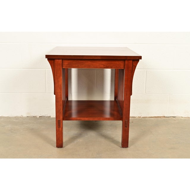 Mission Stickley Mission Arts & Crafts Cherry Wood Spindle Side Table For Sale - Image 3 of 12