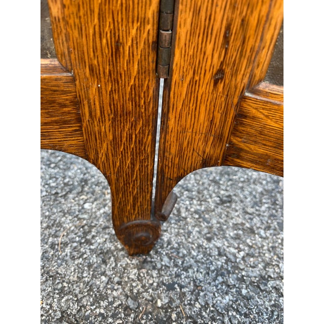 Antique Oak Hand-Painted 3-Panel Screen For Sale In Washington DC - Image 6 of 12