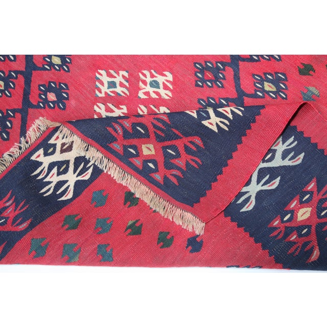 Late 19th Century Antique Red Tones Collector Kilim Rug - 6' 2'' X 4' 4'' For Sale - Image 12 of 12