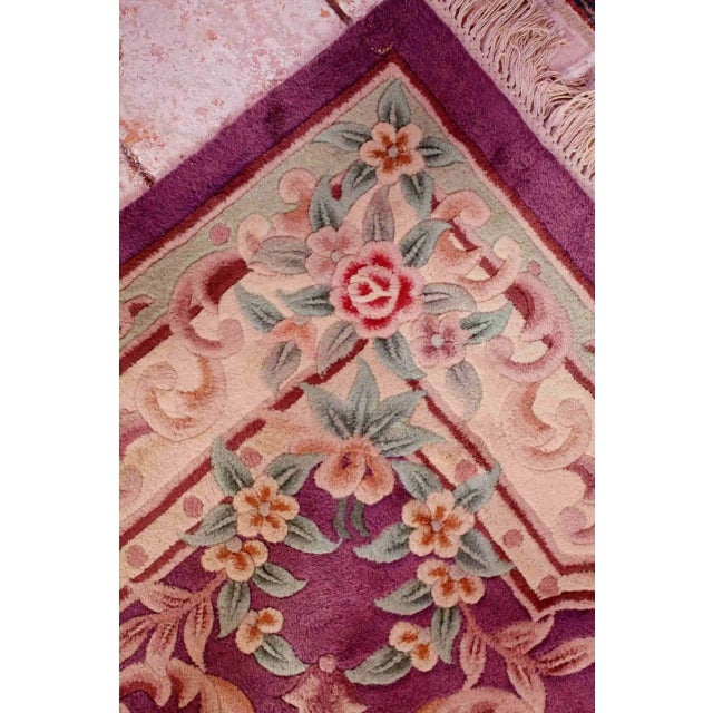 Chinese Hand-Woven Purple Rug For Sale - Image 3 of 5