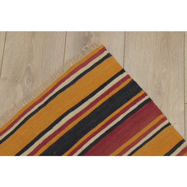 Orange 1970s Turkish Orange Striped Runner Rug For Sale - Image 8 of 13