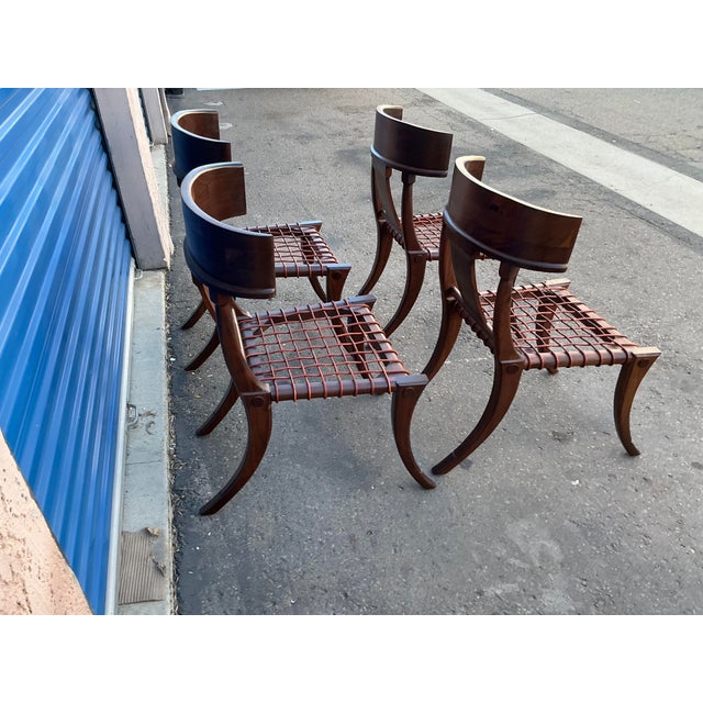 Brown t.h. Robsjohn Gibbings Style Walnut Klismos Chairs…set of 4 For Sale - Image 8 of 16