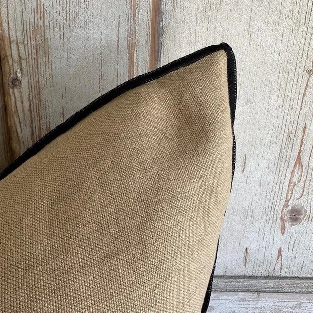 Mid-Century Modern French Stone Washed Linen Accent Pillow With Down Feather Insert For Sale - Image 3 of 6