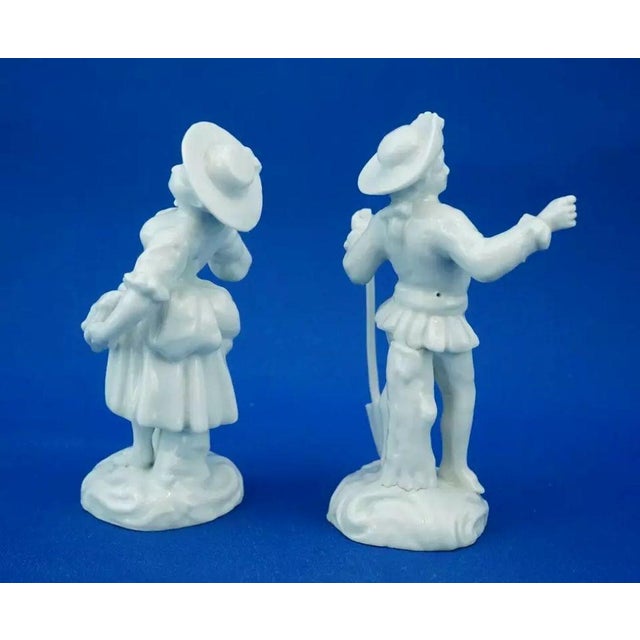 Rococo White Porcelain Lady and Dandy from by Real Casa Ferdinandea, Naples, Italy, 18th Century, Set of 2 For Sale - Image 3 of 18