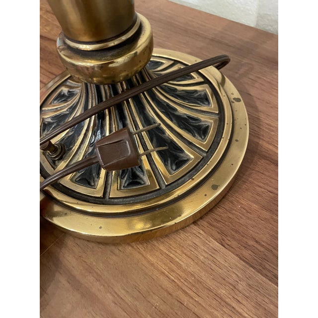 Metal Stiffel Mid-Century Modern Enamel And Brass Table Lamp With Shade Designed by Tommi Parzinger For Sale - Image 7 of 7