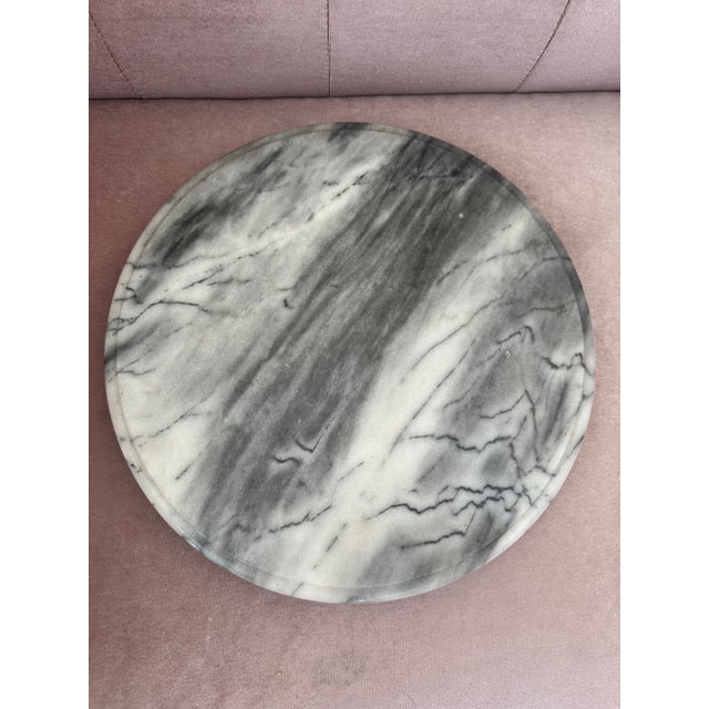 Round Gray /White Marble Lazy Susan/Serving Tray For Sale - Image 4 of 6