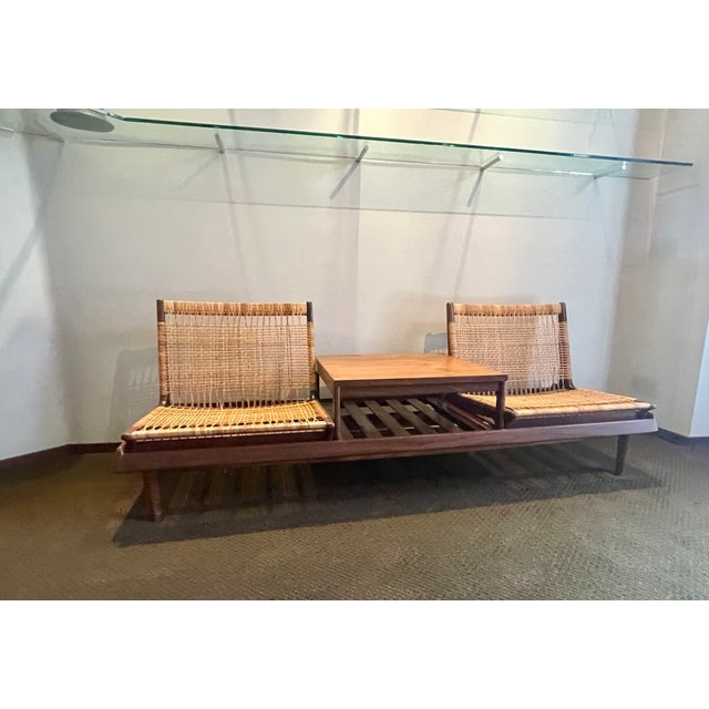 Brown Vintage Teak and Cane Modular Sofa in Attributed to Hans Olsen For Sale - Image 8 of 8