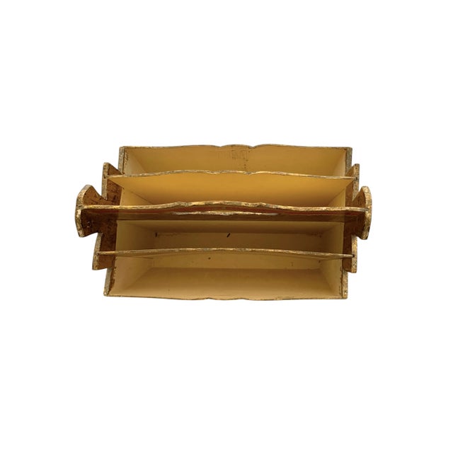 Orange Late 20th Century Magazine Holder Italian Light Weight Wood Florentine Style For Sale - Image 8 of 10