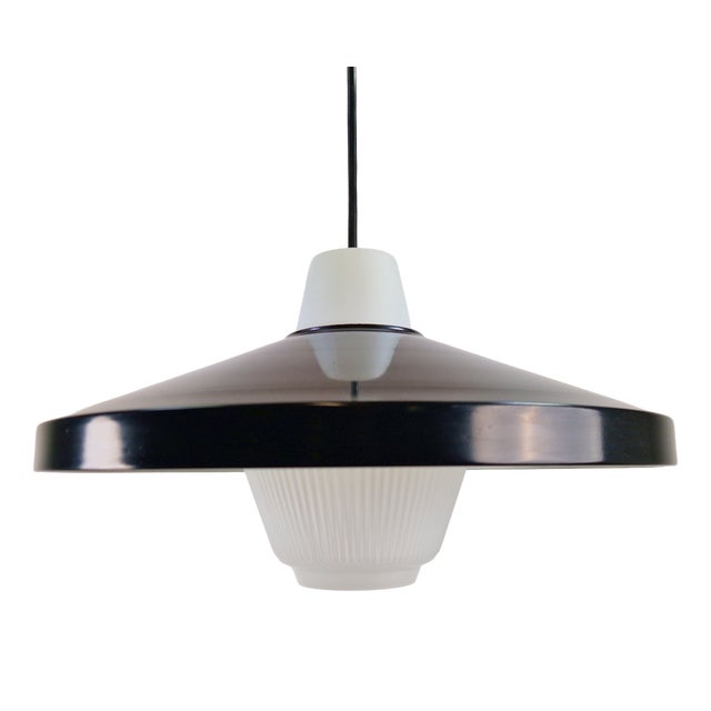 Opaline Glass Pendant Lamp attributed to Louis Kalff for Philips, 1960s For Sale