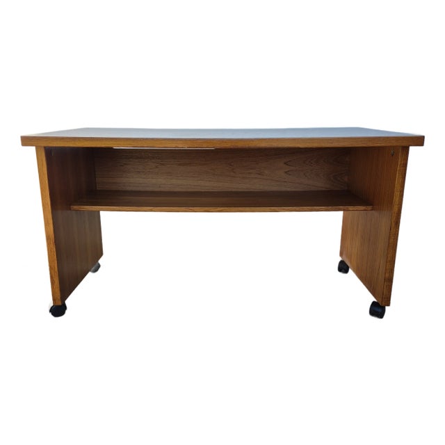 1970s Jesper International Danish Modern Rolling Teak Desk Work Table Cart For Sale