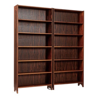 Pair of Mid Century Scandinavian Modern Rosewood Bookcases For Sale