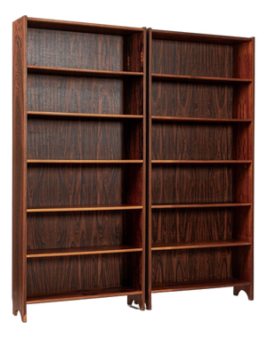 Pair of Mid Century Scandinavian Modern Tall Rosewood Bookcases