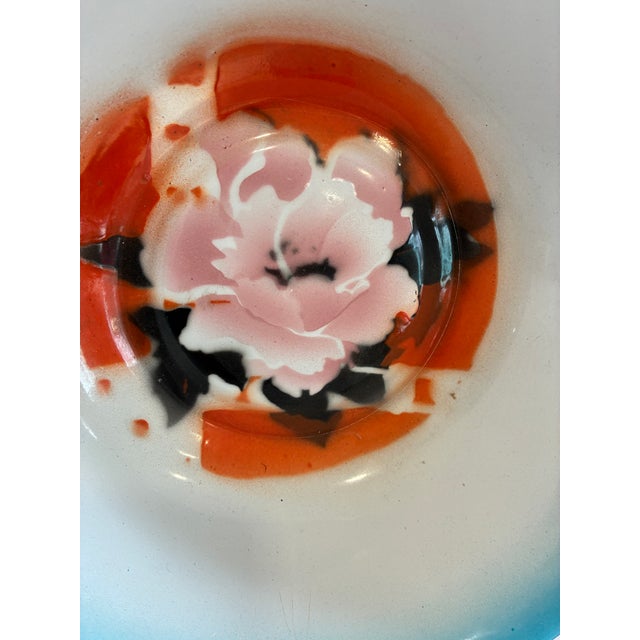 Vintage Hand Painted Enamel Bowl With Floral Motif For Sale - Image 11 of 11