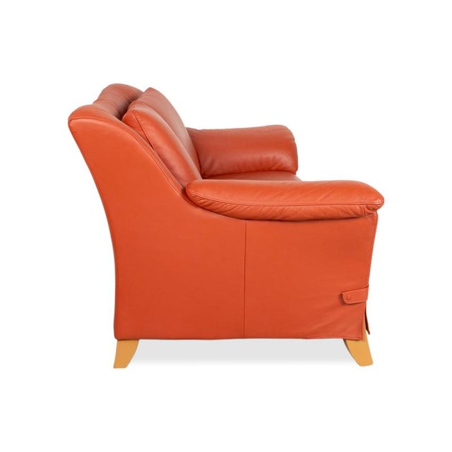 Red Two-Seater Leather Red Sofa Couch by Natuzzi For Sale - Image 8 of 9