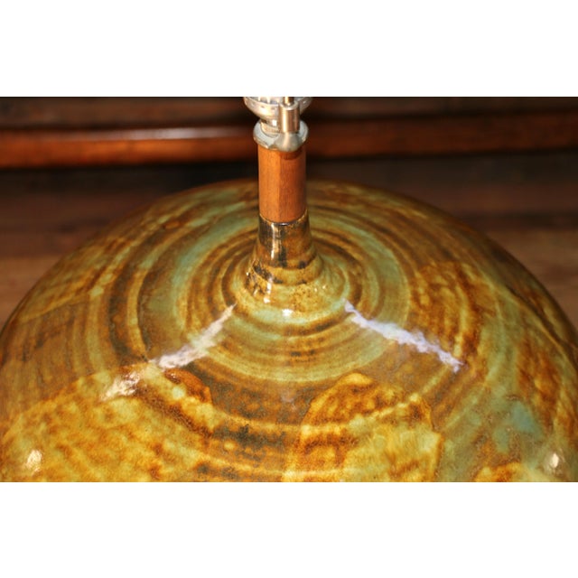 Mid-Century Large Ceramic Drip Glaze Table Lamp, 1960s For Sale In Los Angeles - Image 6 of 12