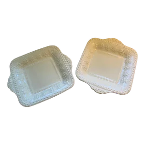 Vintage 1940s Wedgwood Wellesley Square Cream Serving Trays a Pair