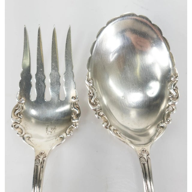 Rococo Late 19th Century Sterling Silver Dominick & Haff Salad Servers - 2 Piece Set For Sale - Image 3 of 12
