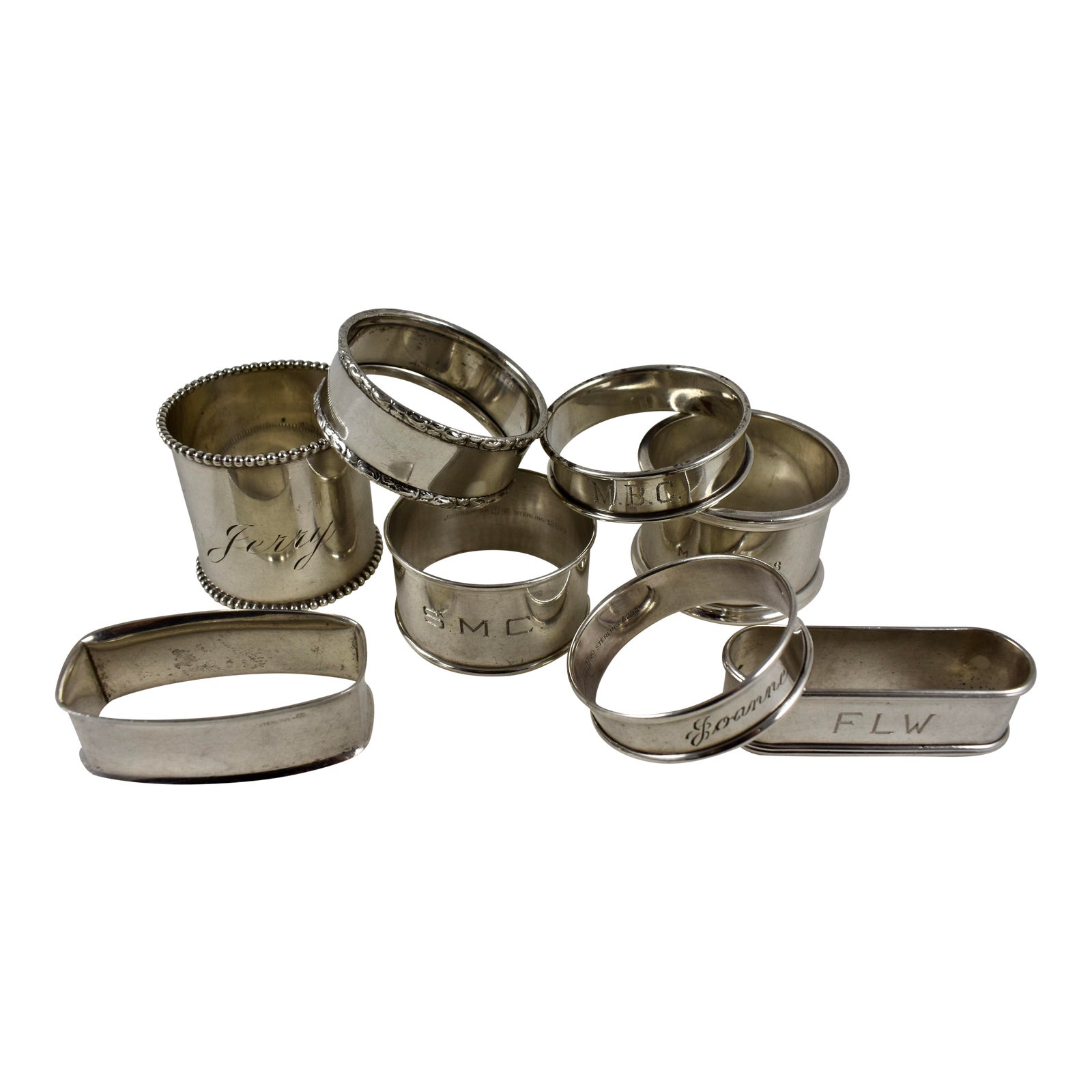 Assorted Sterling Silver Antique Napkin Rings - a Mixed Set of 8 | Chairish