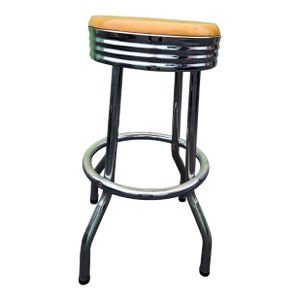 Vintage Countertop Metal and Wood Swivel Stool