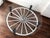 20th Century Glass Top Wooden Wagon White Wheel Accent Spanish Farm Table For Sale In Miami - Image 6 of 7