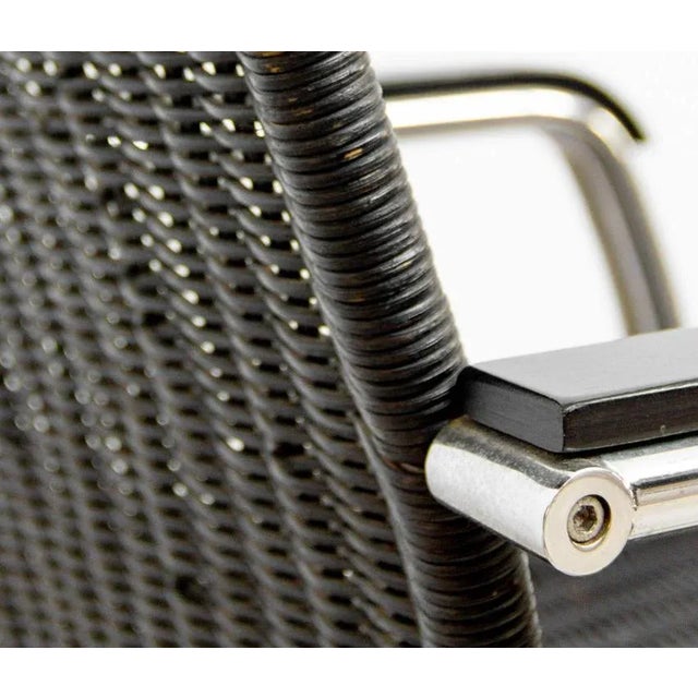 Modern Black Stained Wicker Armchair, 1970s For Sale - Image 3 of 11