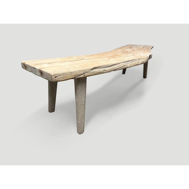 Andrianna Shamaris Curved St. Barts Teak Wood Bench For Sale - Image 18 of 18