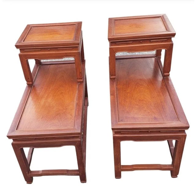 George Zee A Pair of George Zee Two Tier Rosewood Side Tables, Circa 1960s For Sale - Image 4 of 8