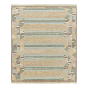 Rug & Kilim’s Scandinavian Style Rug in Golden-Brown With Geometric Stripes