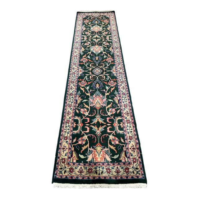 1990s Handwoven Persian Design Indian Rug 2'6" X 10'2" For Sale