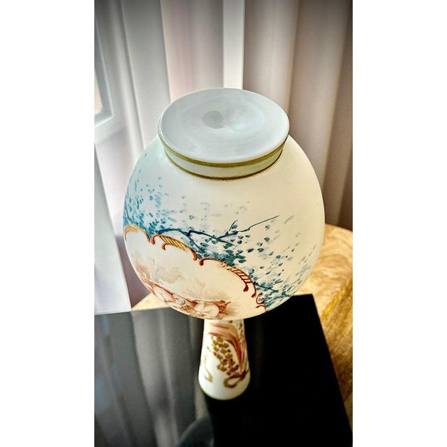 French Opaline Glass Vases with Hand-Painted Cherubs, 19th Century, Set of 2 For Sale - Image 15 of 17
