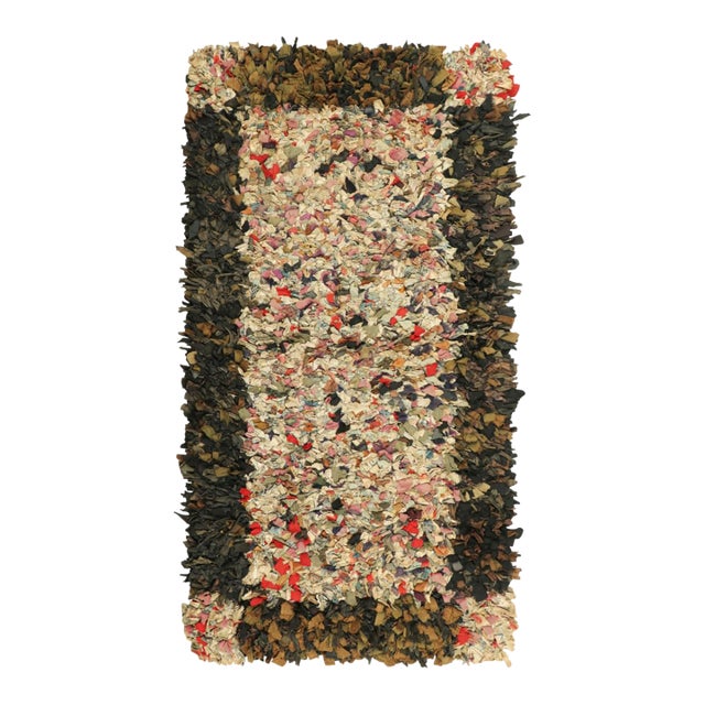 Antique Hooked Rug With Abstract Multicolor Patterns | Rug & Kilim For Sale