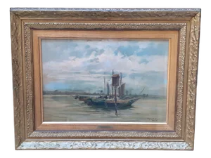 Cesare Gheduzzi, Venice, 20th Century, Oil on Board, Framed
