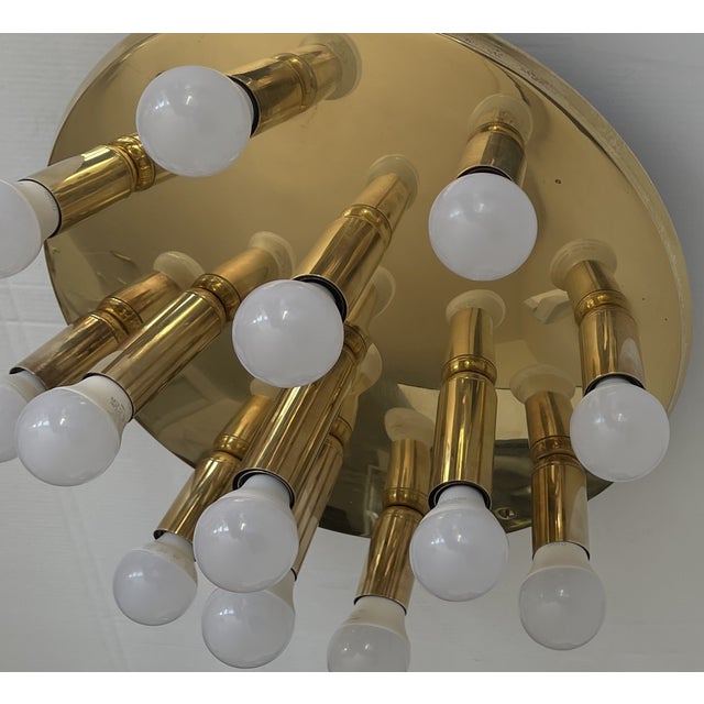 Art Deco Style Brass 13-Light Ceiling Light from TZ Leuchten, Germany, 1980s For Sale - Image 6 of 12