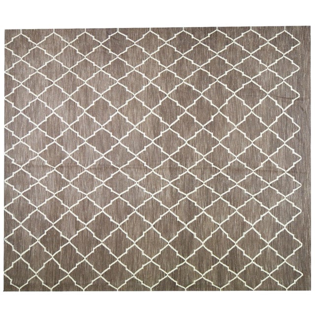 1950s Vintage Moroccan Hand Made Natural Color Organic Wool Modern Kilim,8'2"x9'7" For Sale - Image 5 of 5