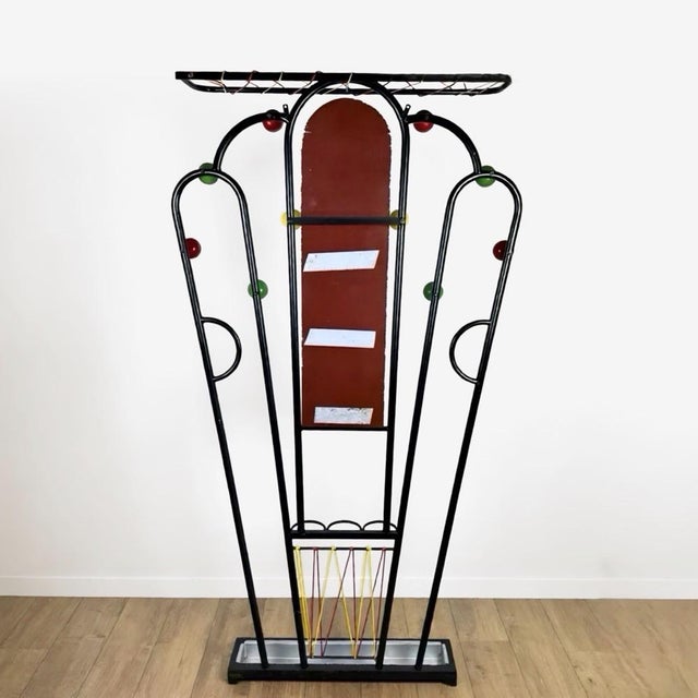 Vintage Metal Coat Rack with Wooden Balls and Scoubidou Cords, 1960s For Sale - Image 13 of 18