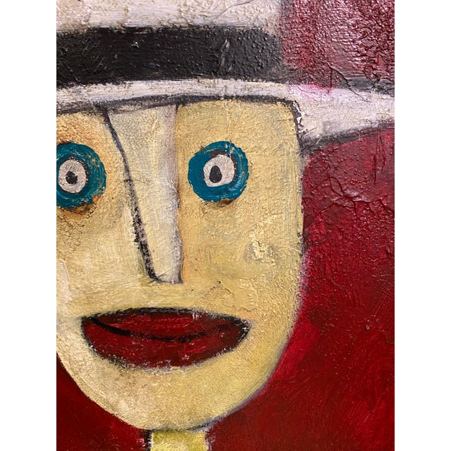 Folk Art Tim Weldon Original Painting 30"h Folk/Outsider Art Cafe San Francisco Decor For Sale - Image 3 of 9