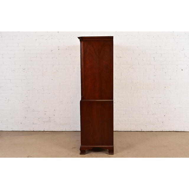 1980s Baker Furniture Georgian Carved Mahogany Eight-Drawer Highboy Dresser For Sale - Image 11 of 13