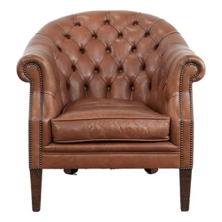 Chesterfield Club Chair in Leather For Sale