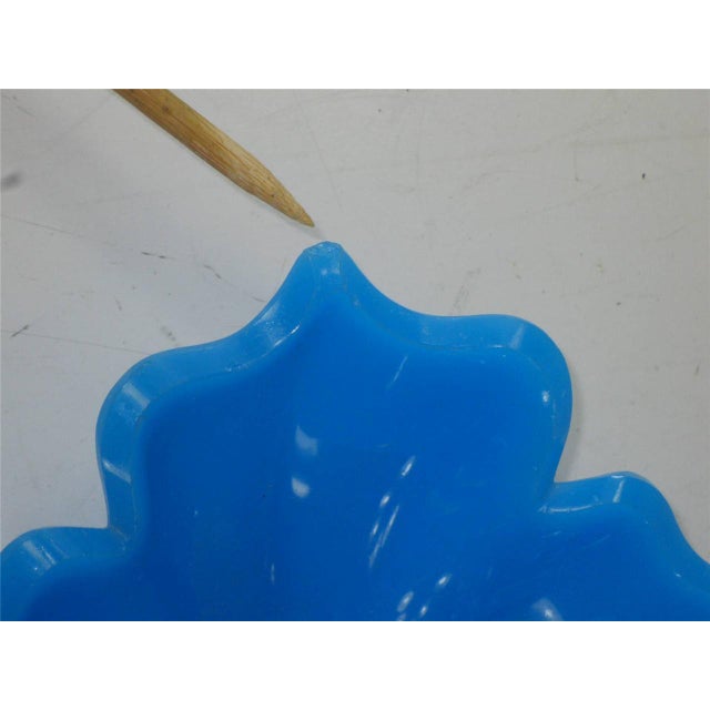 Dish FRENCH BLUE GLASS Leaf Mouth Blown & Hand Cut 19thC. For Sale - Image 11 of 12