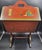 Japanese Vintage 20th Century English Style Red Japanned Hinged Two-Sided Flip-Open Sewing Cabinet For Sale - Image 3 of 18
