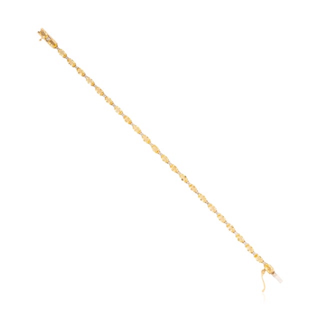 Early 21st Century Early 21st Century 7.56 Ct Yellow Sapphire & Diamond Tennis Bracelet in 14k Gold For Sale - Image 5 of 13