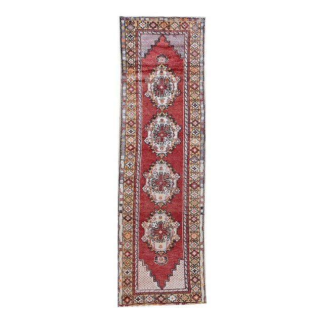 Vintage Turkish Oushak Runner - 3ft X 10ft For Sale