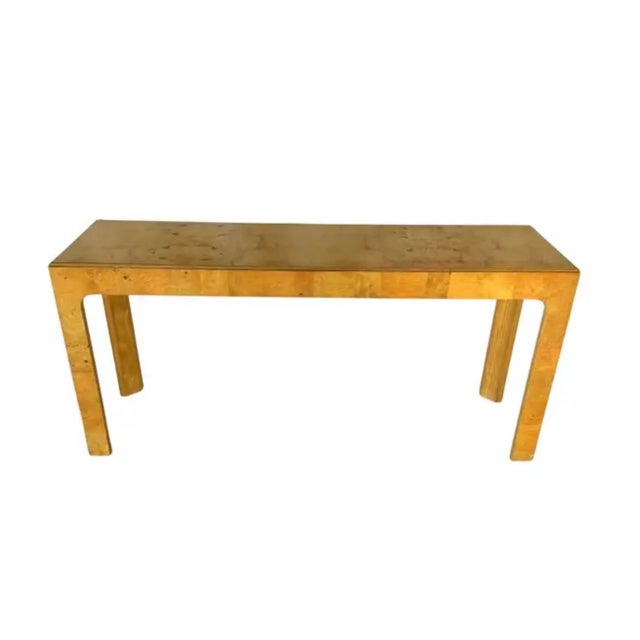 Vintage Henredon Scene Two Burled Olive Parsons Console Sofa Table For Sale In Tampa - Image 6 of 11