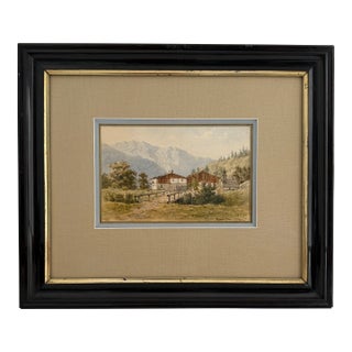 1874 Richard Jahn German Watercolor Landscape For Sale