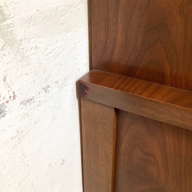 Mid-Century Walnut Sideboard With Glass-Front Storage For Sale - Image 9 of 12