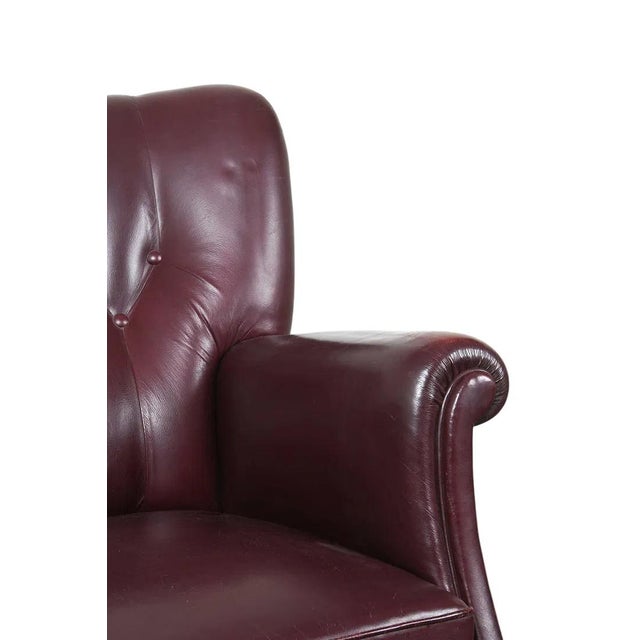 1950s Old School Tufted Leather Scandinavian Lounge Chair W Ottoman For Sale - Image 12 of 15